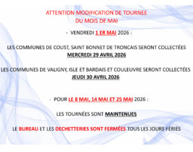 MODIFICATION TOURNÉE mai 2026